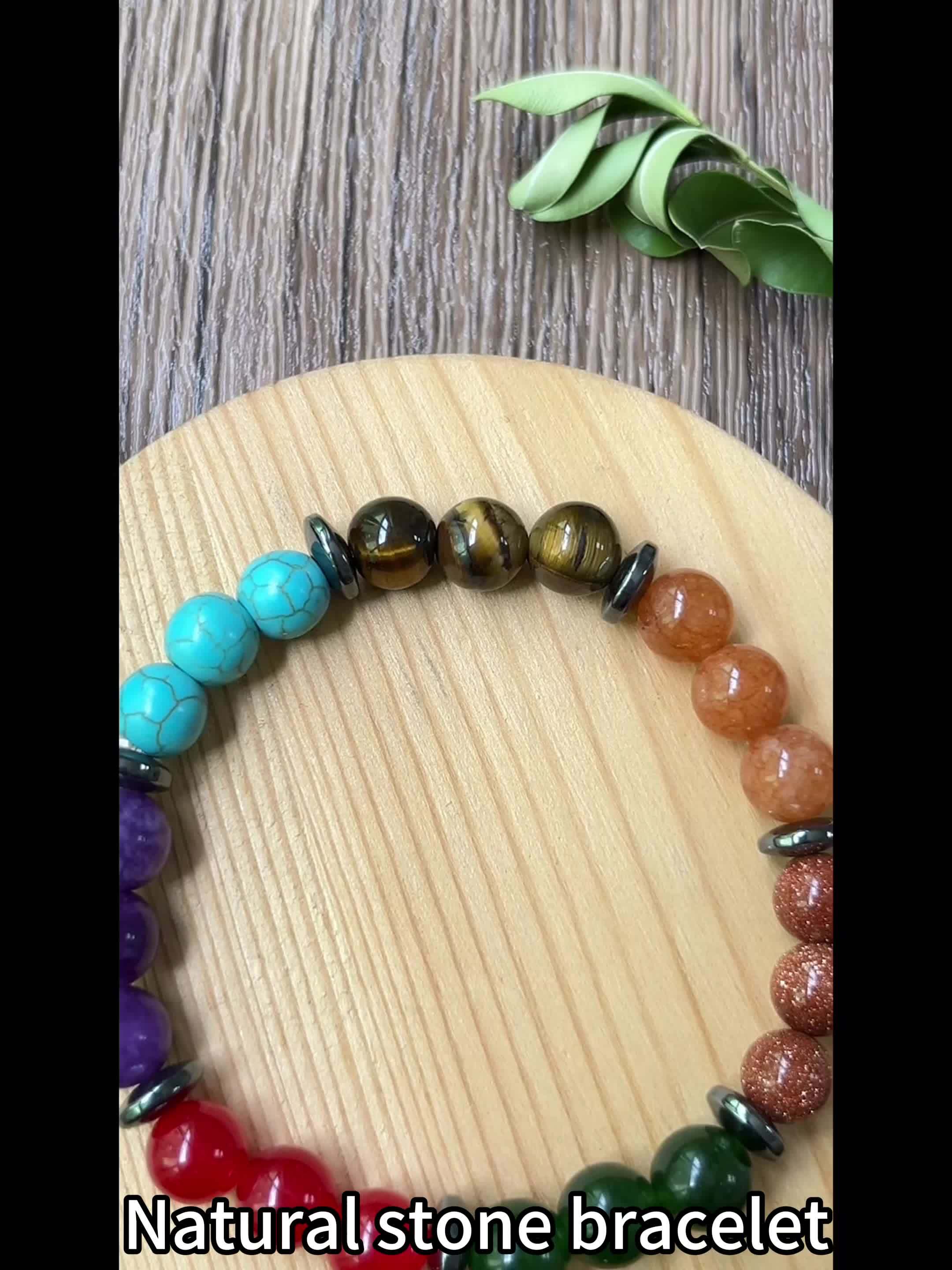 Chakra Bracelet for Aura Protection, Natural Tiger's Eye